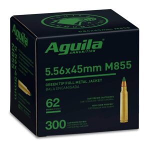 Aguila Ammunition 5.56NATO Rifle Ammo – 62 Grain | FMJ Green Tip | 1200rd Case