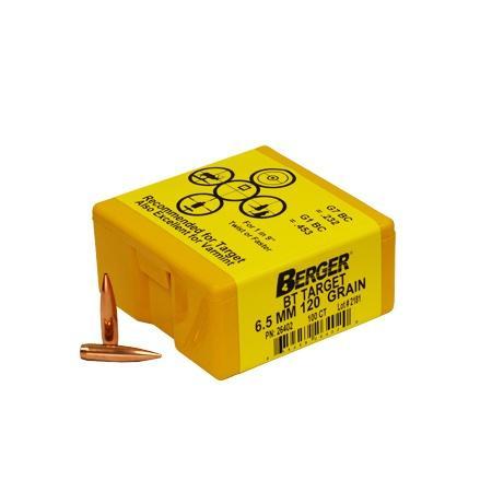 Berger Match Grade Target Bullets 6.5mm .264" 120 gr BT Target 100/ct