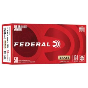 Federal Champion Training Handgun Ammunition 9mm Luger 124gr FMJ 1090 fps 50/ct