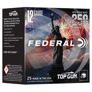 Federal Top Gun Target 250th Anniversary Shotshell 12 ga 2-3/4″ 1-1/8 oz #8 1145 fps 25/ct