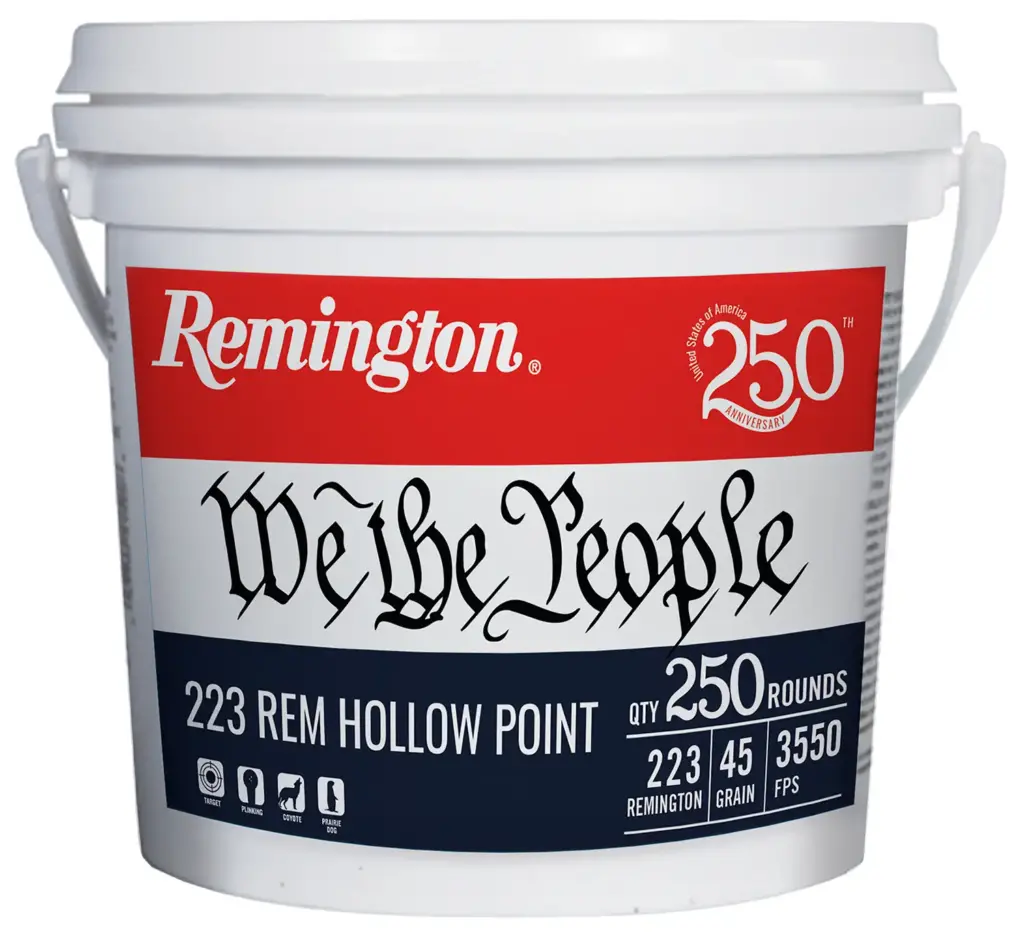 REMINGTON 223 REM 55GR FMJ 250 RND WE THE PEOPLE BUCKET 250TH 250RD/BX 4BX/CS