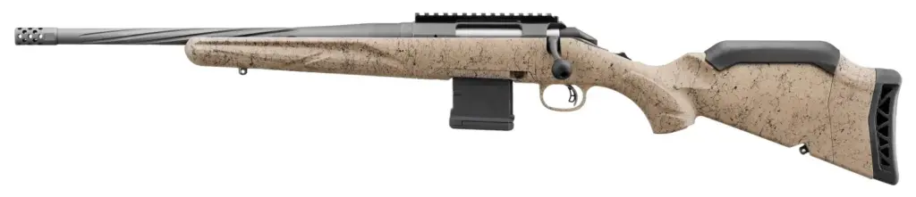 RUGER AMERICAN G2 RANCH LEFT HANDED RFL 5.56 16.1" FDE SPLATTER 10RD