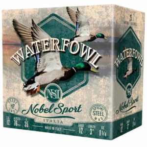 Nobel Sport Steel Waterfowl Shotshells 12 ga 3″ 1-1/4 oz 1450 fps #2 25/ct