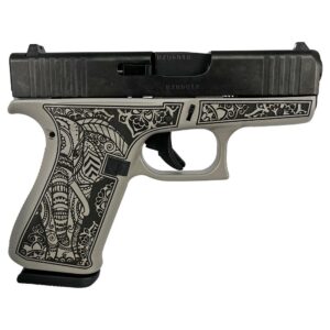 Glock 43x Custom “Gray Steel Elephant Engraved” Subcompact Handgun 9mm Luger 10/rd Magazines (2) 3.41″ Barrel Austria