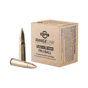 PPU Rangeline Ammunition 7.62×39 123gr FMJ 2350 fps 15/ct