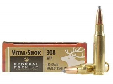 Federal 308 Win Ammunition Vital-Shok P308E 180 Grain Nosler Partition 20 rounds