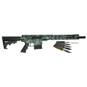 Great Lakes AR-15 Rifle .308 Win 20rd Magazine 16″ Barrel Lichen Grey with 5 OTF 3-1/2″ Blade Knives