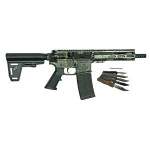 Great Lakes AR-15 Handgun .223 Wylde 30rd Magazine 7″ Barrel Lichen Black with 5 OTF 3-1/2″ Blade Knives