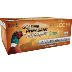 Fiocchi Golden Pheasant Bismuth Shotshells 12ga 2-3/4″ 1-1/4oz 1400 fps #6 10/ct
