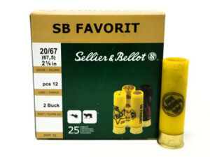 Sellier & Bellot 20 Gauge Ammunition SB20BSA 2-5/8″ 2 Buck 12 Pellets 25 Rounds