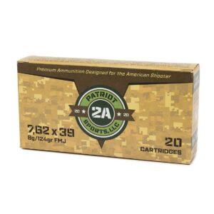Patriot Sports Rifle Ammunition 7.62×39 124gr FMJ 2526 fps 20/ct