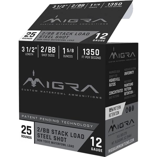 1003375_1.jpg Migra Staxd Shotgun Ammo 12 ga. 3.5 in. 1.58 oz. 2-BB Shot 25 rd.