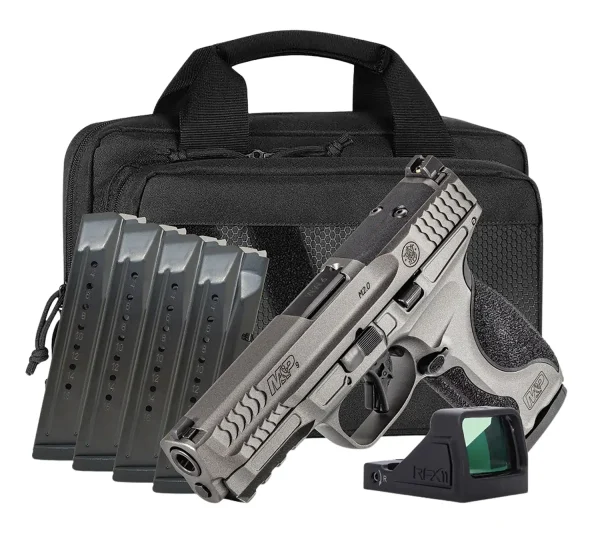 1153531-14351812.webp SMITH & WESSON M&P9 M2.0 METAL NTS CARRY ON BUNDLE 4.25" 5-17RD MAGS VIRIDIAN OPTIC, SAVIOR BAG