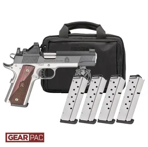 1153763-14352866.webp SPRINGFIELD ARMORY RONIN 1911 5" BL/STS 45ACP PSTL AOS U NOTCH F.O VIRIDIAN RFX11,BAG, 4 MAGS