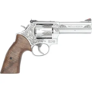1178138-14374533.webp SMITH & WESSON 686 PLUS ENGRAVED STAINLESS 357MAG 4.13" WALNUT GRIP, ADJ REAR, 7RD