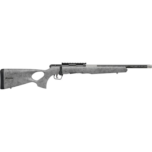 1211037_1.jpg Savage B17 TimberLite Thumbhole Rifle 17 HMR 18 in. Grey Stock/Black Webbing 10 rd