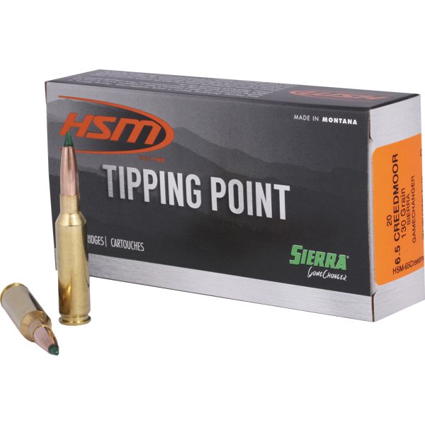 1404901_1.jpg HSM Tipping Point Rifle Ammunition 6.5 Creedmoor Sierra Gamechanger 130 gr, 20 rd.