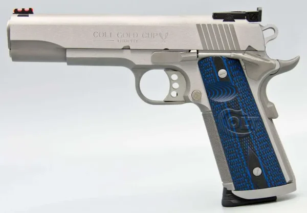 COLT 1911 GOLD CUP TROPHY 38 SUPER STS BLUE GRIPS 5" 9+1