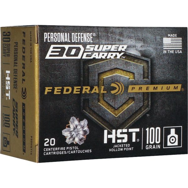 1706383_1.jpg Federal Premium Personal Defense Handgun Ammo 30 Super Carry 100 gr. HST JHP 20 rd.
