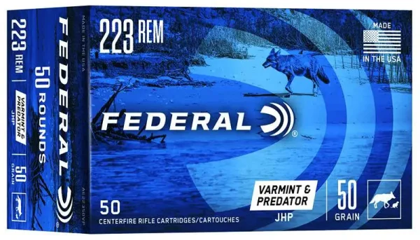 2779-14251190.webp FEDERAL 223 REM 50GR JHP 50 CT AE VARMINT 50 RD/BX 5 BX/CS