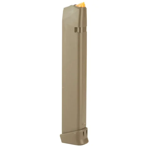 35319-14150035.webp GLOCK GEN5 MAG 9mm 33rd (FDE mag floor plate FDE, follower orange) Pkg