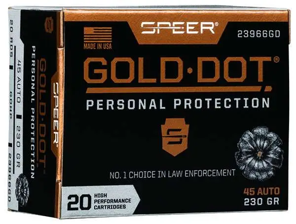 36742-14250362.webp SPEER 45 AUTO 230 GR GDHP AMMO 20 RD/BX 10 BX/CS