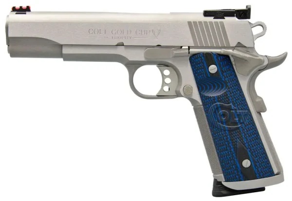 7445-14262266.webp COLT 1911 GOLD CUP TROPHY 9MM STS BLUE GRIPS 5" 9+1