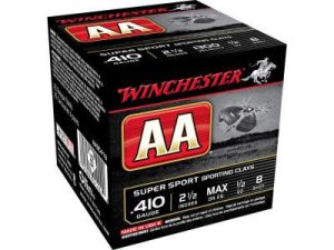 Winchester 410 Bore AA Super Sport Sporting Clays AASC418 2-1/2" 1/2 oz #8 Shot 250 rounds