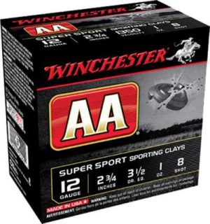 AASCL128__69407__73168.1541607724.1280.1280.jpg Winchester 12 Gauge Ammunition AA Super Sport Sporting Clays AASCL128 2-3/4" 8 Shot 1oz 1350fps 250 Rounds