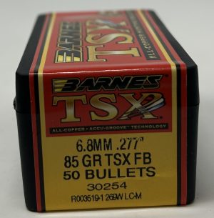 B30254__25065.1737482195.1280.1280.jpg Barnes 6.8mm (.277 Dia) Reloading Bullets Copper TSX B30254 85 Grain Flat Base Hollow Point 50 Pieces