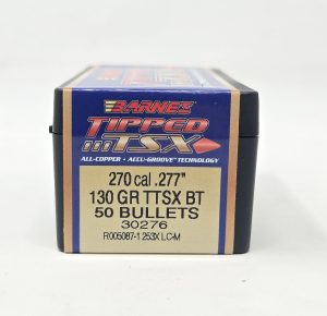Barnes 270 Cal (.277 Dia) Reloading Bullets Copper TTSX B30276 130 Grain Boat Tail Ballistic Tip 50 Pieces
