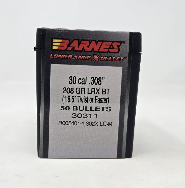 Barnes 30 Cal (.308 Dia) Reloading Bullets Copper LRX B30311 208 Grain Boat Tail Ballistic Tip 50 Pieces