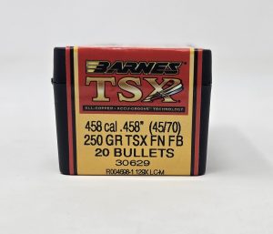 Barnes 45-70 (.458 Dia) Reloading Bullets Copper TSX B30629 250 Grain Flat Base Flat Nose Hollow Point 20 Pieces