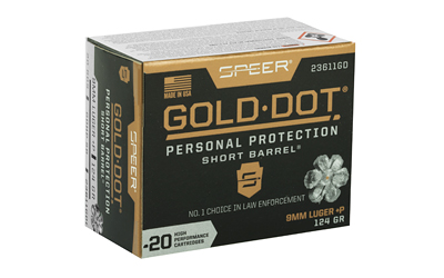 CCI23611GD_2.jpg SPR GOLD DOT 9MM+P 124G HP SB 20/200