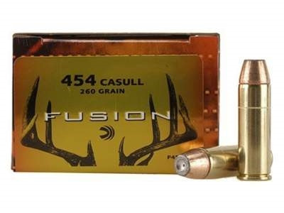 F454FS1-2__86939__52876.1541607589.1280.1280.jpg Federal 454 Casull Ammunition Fusion F454FS1 260 Grain Jacketed Hollow Point 20 rounds