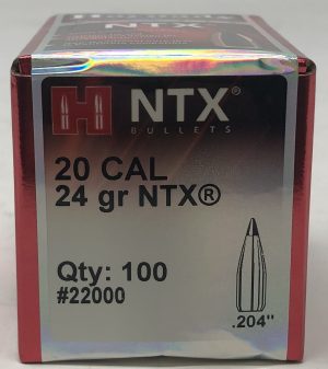 Hornady 22 Cal (.204 Dia) Reloading Bullets H22000 24 Grain NTX 100 Pieces