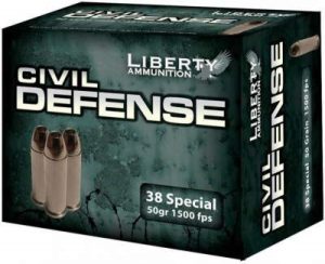 LHPCD38025-2__99609__57490.1541607649.1280.1280.jpg Liberty Ammo 38 Special Ammunition Civil Defense LACD38025 50 gr HP Fragmenting 20 rounds