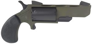 NAA-TGH-CB__05743.1721849385.1280.1280__45038.1722870654.1280.1280.jpg North American Arms NAA-TGH-MB Green Huntsman Mini Revolver .22WMR 5 Rounds 2" SAO OD Green/Black/Rubber Grips W/ Black Leather Holster