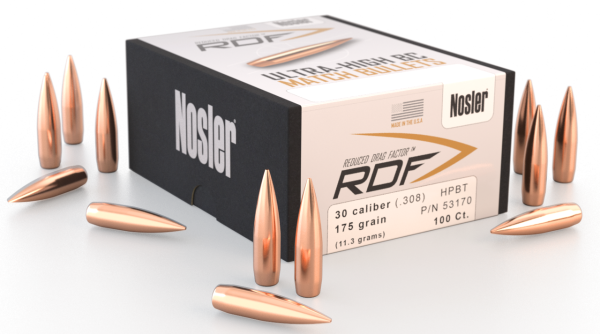 NOS53170__93942__17547.1551983274.1280.1280.png Nosler 30 Caliber (.308 Dia) Reloading Bullets Ultra-High BC 53170 175 Grain Hollow Point Boat Tail 100 Pieces