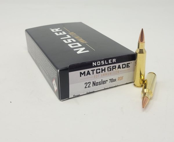 NOS60124__56290.1645203823.1280.1280__56255.1645211557.1280.1280.jpg Nosler 22 Nosler Ammunition NOS60124 70 Grain RDF Hollow Point 20 Rounds