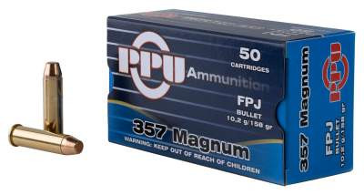 PPH357MF__61631__31438.1541607718.1280.1280.jpg Prvi PPU 357 Magnum Ammunition PPH357MF 158 Grain Flat Point Jacketed 50 Rounds