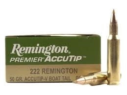 PRA222RB-2__70914__64386.1541607623.1280.1280.jpg Remington 222 Rem Ammunition Premium PRA222RB 50 Grain Accutip-V 20 rounds