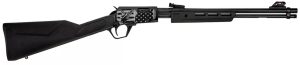 RP2218SY-EN18__81833.1714488775.1280.1280.jpg Rossi USA Gallery 22 RP2218SY-EN18 18" 15+1 .22LR Pump Action Black Synthetic Engraved Eagle & US Flag