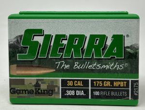 S2175__97833.1738868947.1280.1280.jpg Sierra 30 Cal (.308 Dia) Reloading Bullets Gameking SRAA2175 175 Grain Hollow Point Boat Tail 100 Pieces