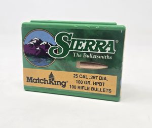 SRAA1628__90203.1738858491.1280.1280.jpg Sierra 25 Cal (.257 Dia) Reloading Bullets Matchking SRAA1628 100 Grain Hollow Point Boat Tail 100 Pieces