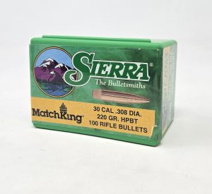 SRAA2240__41839.1738340770.1280.1280.jpg Sierra 30 Cal (.308 Dia) Reloading Bullets Matchking SRAA2240 220 Grain Hollow Point Boat Tail 100 Pieces