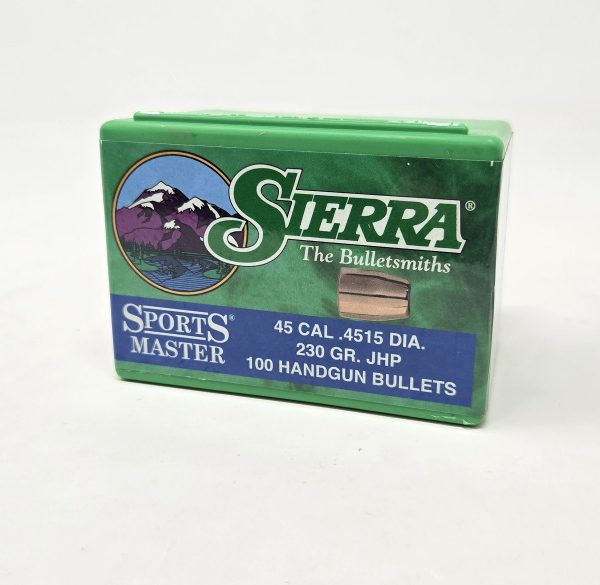 SRAA8805__39844.1738611177.1280.1280.jpg Sierra 45 Cal (.451 Dia) Reloading Bullets Sports Master SRAA8805 230 Grain Jacketed Hollow Point 100 Pieces