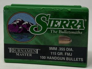 Sierra 9mm (.355 Dia) Reloading Bullets Tournament Master SRAA8115 115 Grain Full Metal Jacket 100 Pieces