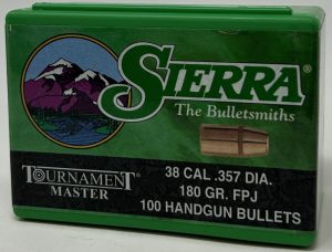 STM38__64662.1738349080.1280.1280.jpg Sierra 38 Cal (.357 Dia) Reloading Bullets Tournament Master SRAA8370 180 Grain Full Metal Jacket 100 Pieces