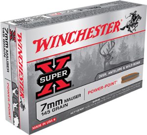 Winchester 7mm Mauser Ammunition Super-X X7MM1 145 Grain Power-Point 20 Rounds